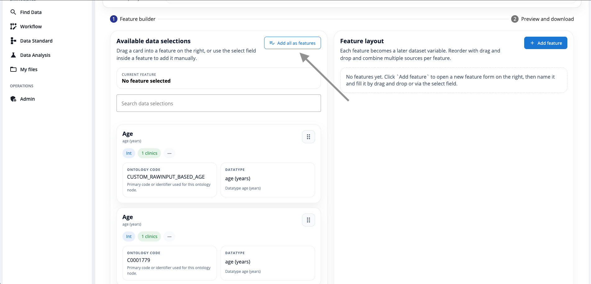 Add all data selections