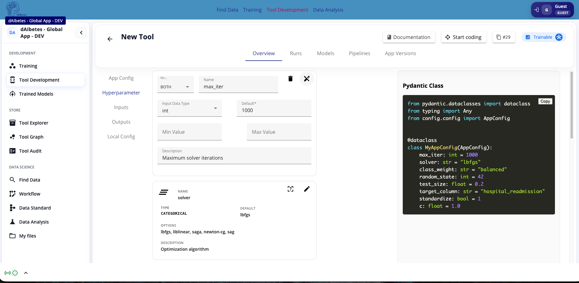 Edit hyperparameter view Edit hyperparameter view
