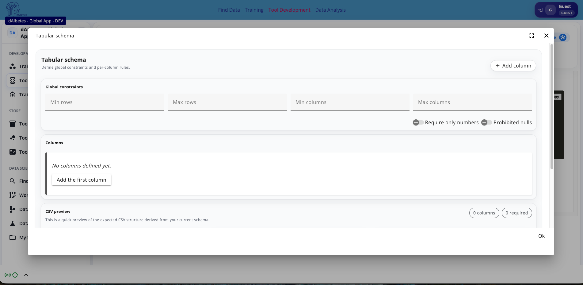Input tabular schema validation Input tabular schema validation